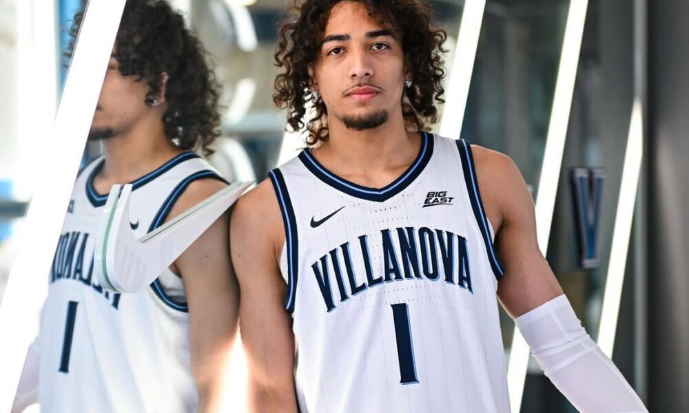 Villanova transfer target Nate Calmese poses for a photograph during his official visit to the Wildcats. Image courtesy of Nate Calmese's Instagram account.