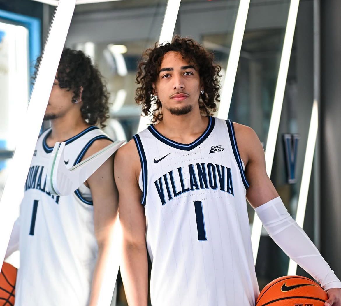 Villanova transfer target Nate Calmese poses for a photograph during his official visit to the Wildcats. Image courtesy of Nate Calmese's Instagram account.