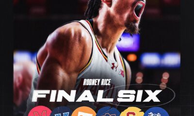 Villanova transfer target Rodney Rice posts a graphic listing his top six schools. Image courtesy of Rodney Rice's Twitter (X) account.