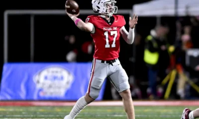 Peters Township quarterback and Villanova football commit Nolan DiLucia against Bethel Park. Oct. 25, 2024 / Ed Thompson. PSN.