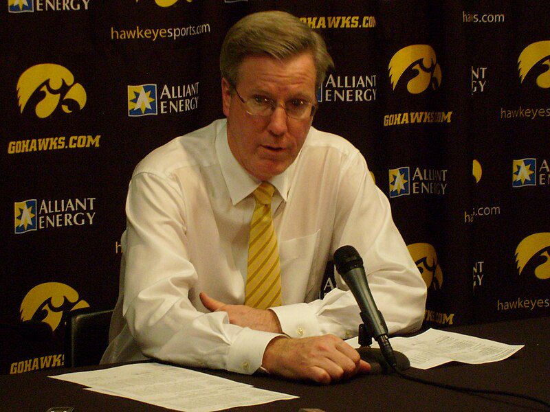 Penn Quakers head coach Fran McCaffery during his time at Iowa. Image courtesy of Wikipedia user Asolsma1988