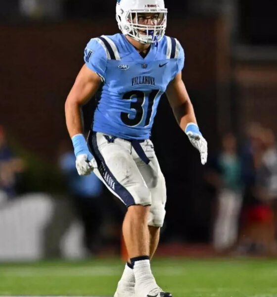 Villanova Football linebacker Shane Hartzell. Image courtesy of the CAA Football Instagram account.