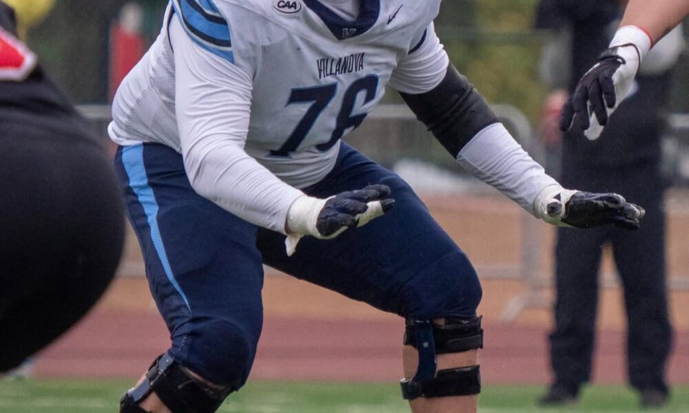 Villanova football starting tackle Stephane Voltaire. Image courtesy of Stephane Voltaire's Instagram account
