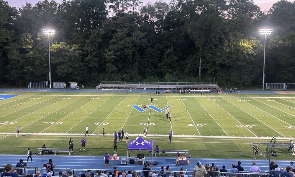 Widener University's Leslie C. Quick Stadium ahead of a matchup between La Salle College High School and Roman Catholic.