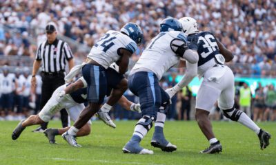 Villanova running back David Avit attempts to step out of a tackle against Penn State. Matt Lynch/Nittany Sports Now.
