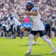 Villanova Football graduate transfer receiver Luke Colella lines up during the Wildcats' loss to Penn State. Matt Lynch/Nittany Sports Now