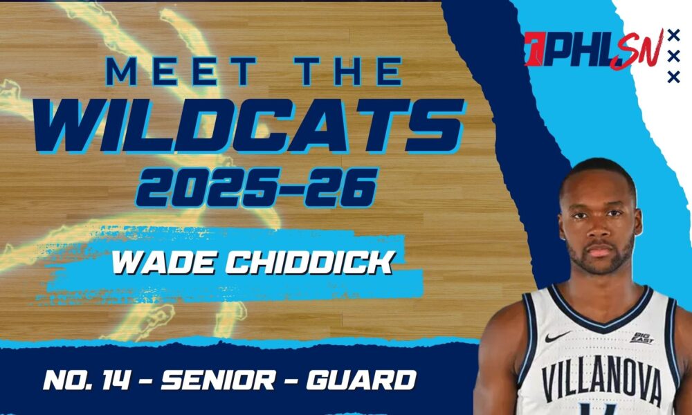 Villanova Men's Basketball senior guard Wade Chiddick. Graphic by Griffin Floyd/Philadelphia Sports Now.