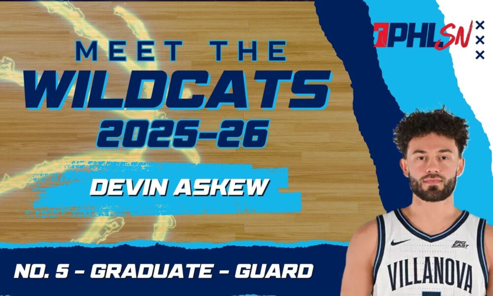 Villanova Men's Basketball Guard Devin Askew. Graphic By Griffin Floyd/Philadelphia Sports Now