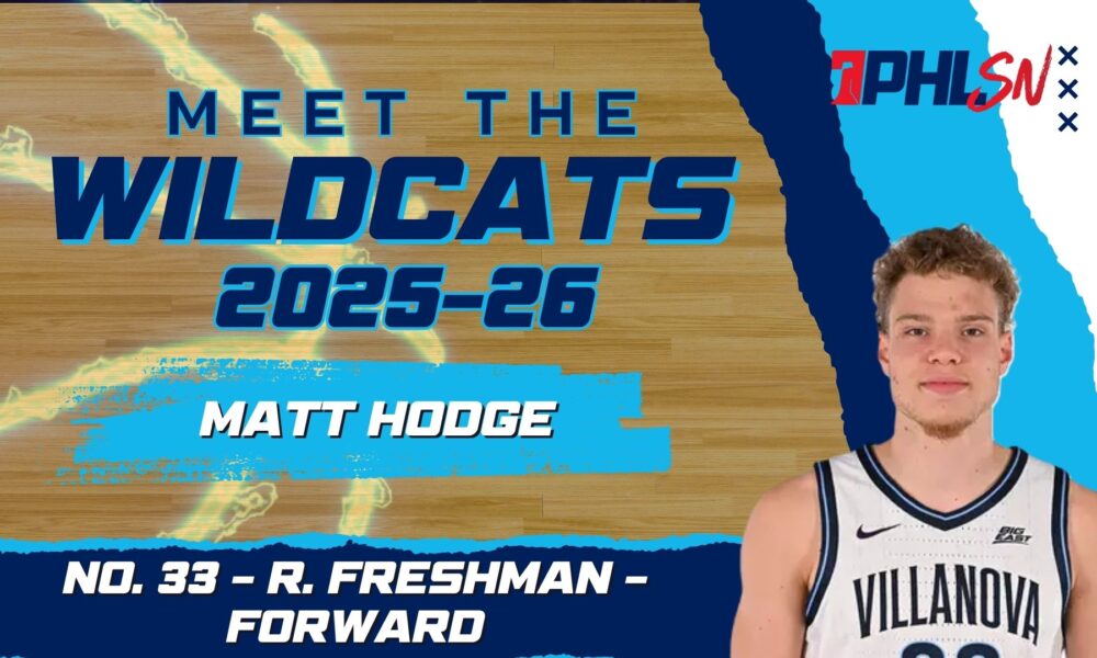 Villanova Men's Basketball redshirt freshman forward Matt Hodge. Graphic by Griffin Floyd/Philadelphia Sports Now
