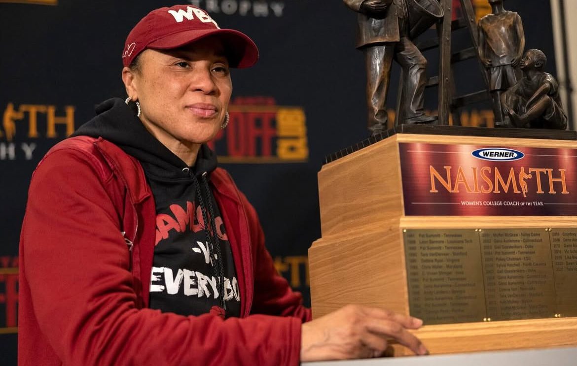 North Philadelphia native and women's basketball legend Dawn Staley. Image courtesy of the Naismith Trophy's Instagram account.