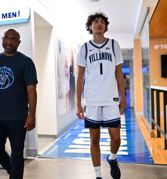 Villanova recruiting target Adam Oumiddoch and assistant coach Ash Howard. Image courtesy of Adam Oumiddoch's Instagram account.