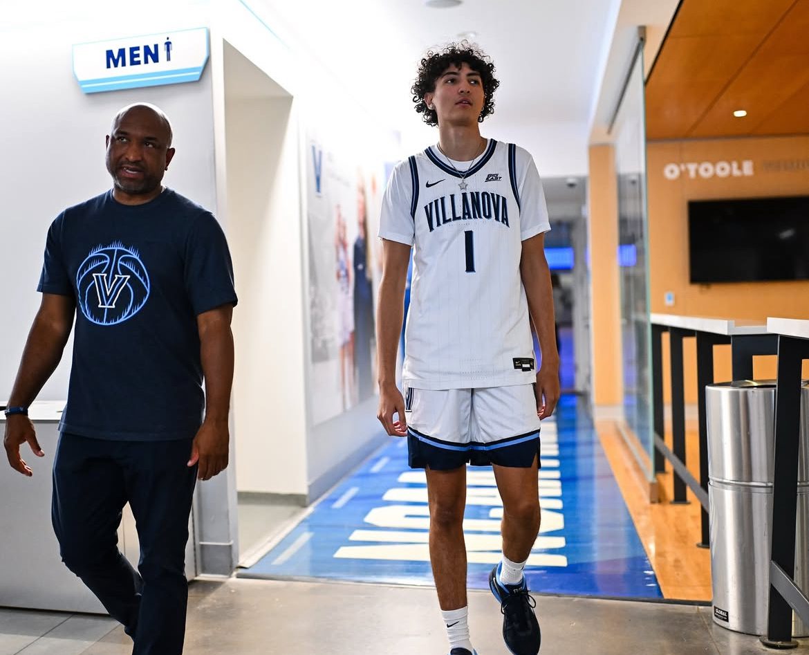 Villanova recruiting target Adam Oumiddoch and assistant coach Ash Howard. Image courtesy of Adam Oumiddoch's Instagram account.