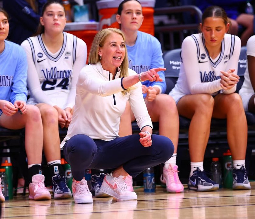Villanova Women's Basketball head coach Denise Dillon. Image courtesy of Nova WBB's Instagram account.
