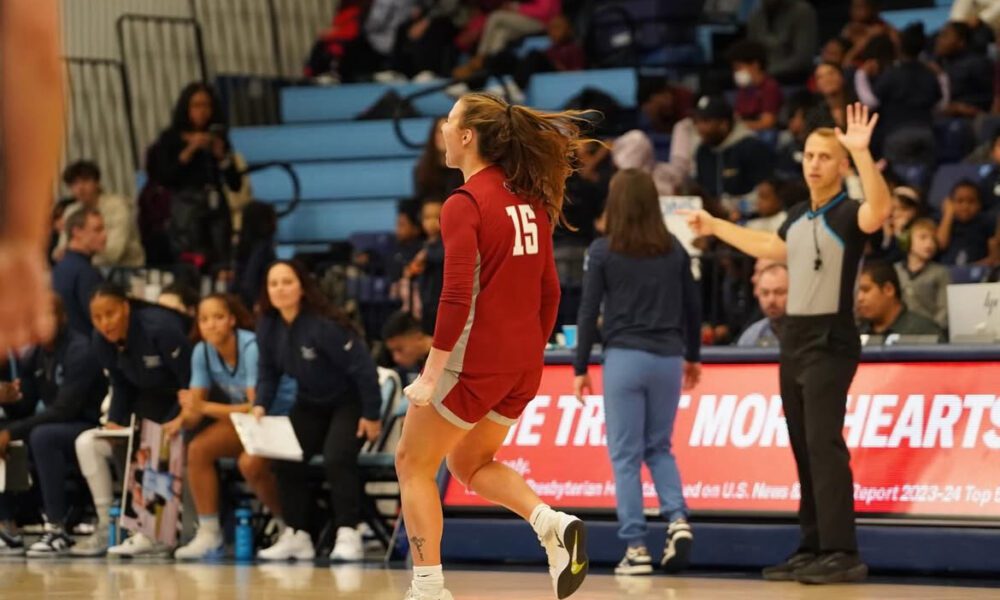 Saint Joseph's Women's Basketball guard Gabby Casey celebrates. Image courtesy of Saint Joseph's Women's Basketball's Instagram.