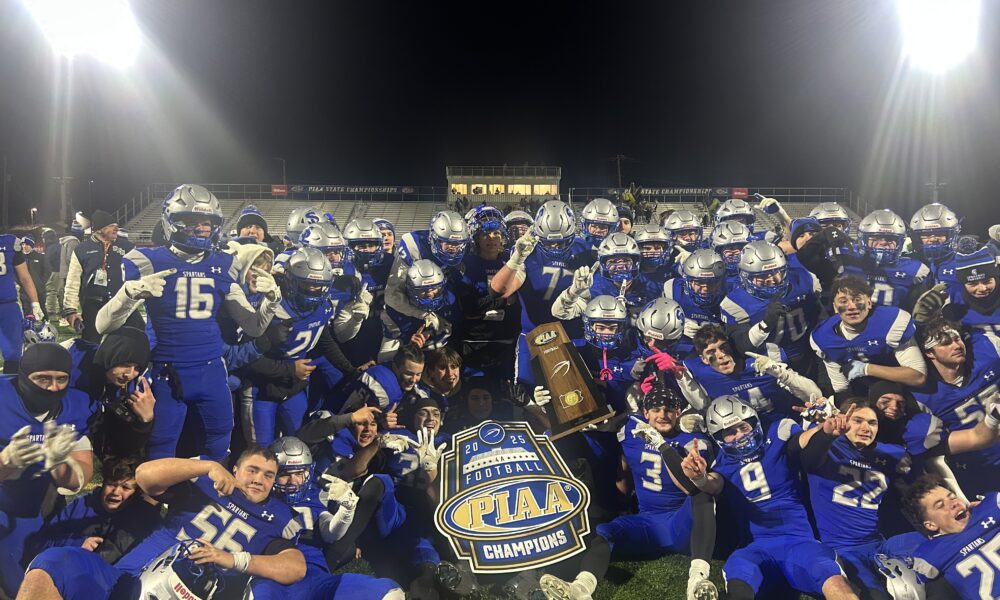 Southern Lehigh celebrates after winning the 2025 PIAA 4A state title. Griffin Floyd/Philadelphia Sports Now