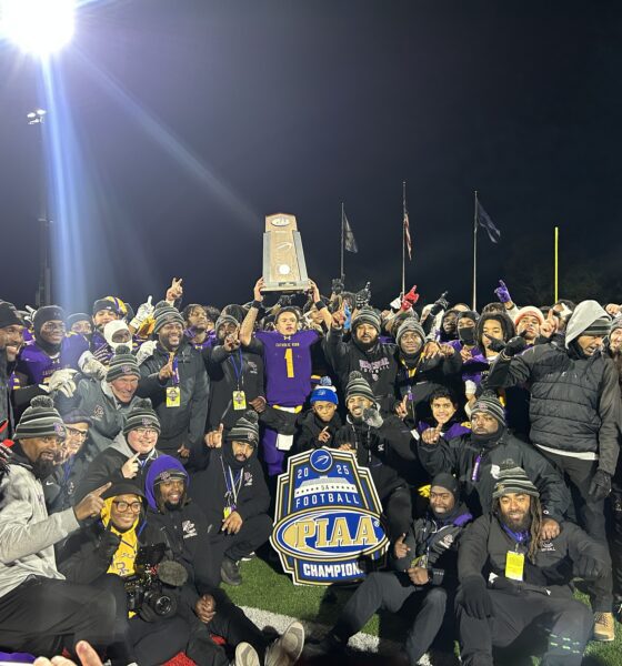 Roman Catholic celebrates after winning the PIAA 5A state championship, their first in program history. Griffin Floyd/Philadelphia Sports Now.