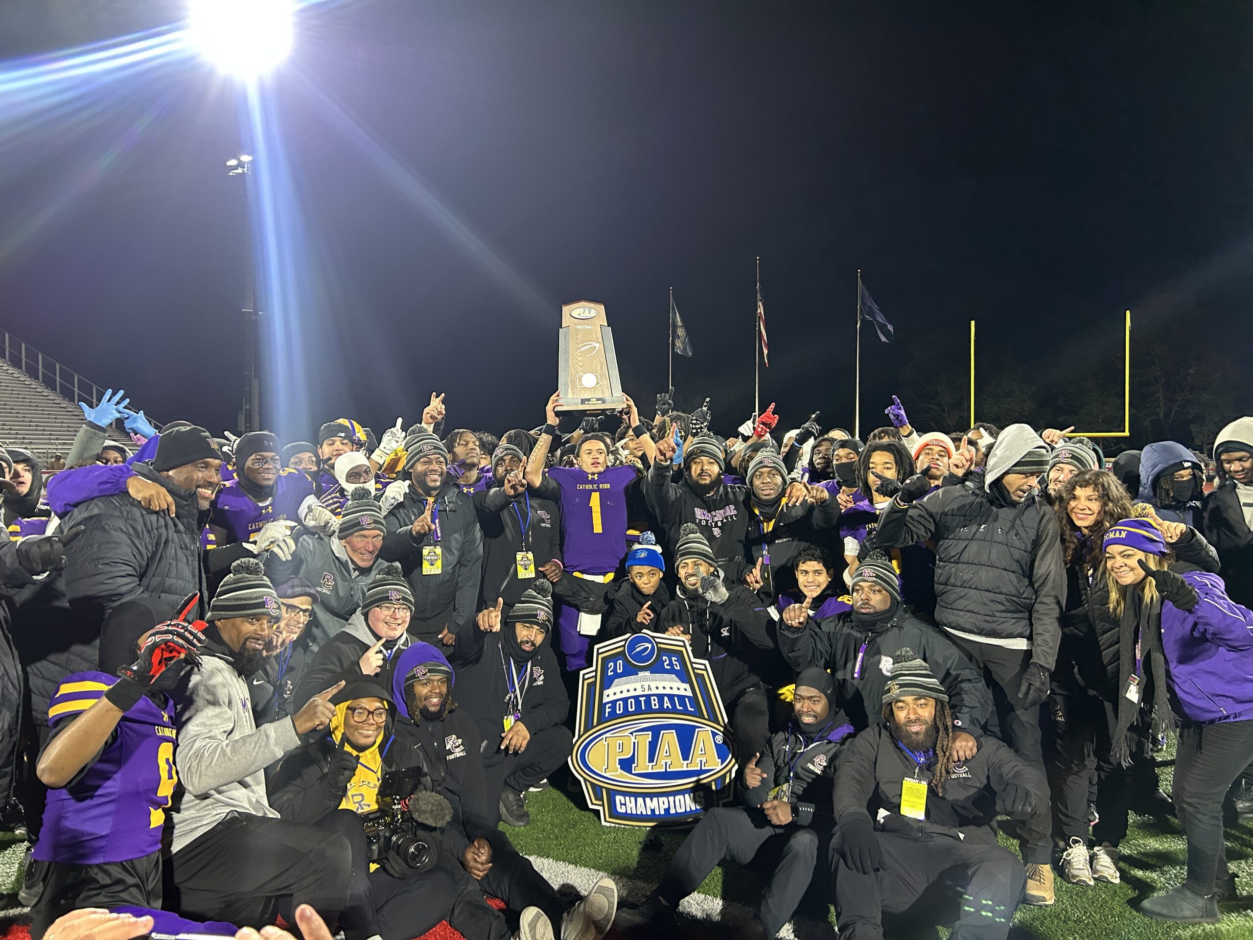 Roman Catholic celebrates after winning the PIAA 5A state championship, their first in program history. Griffin Floyd/Philadelphia Sports Now.