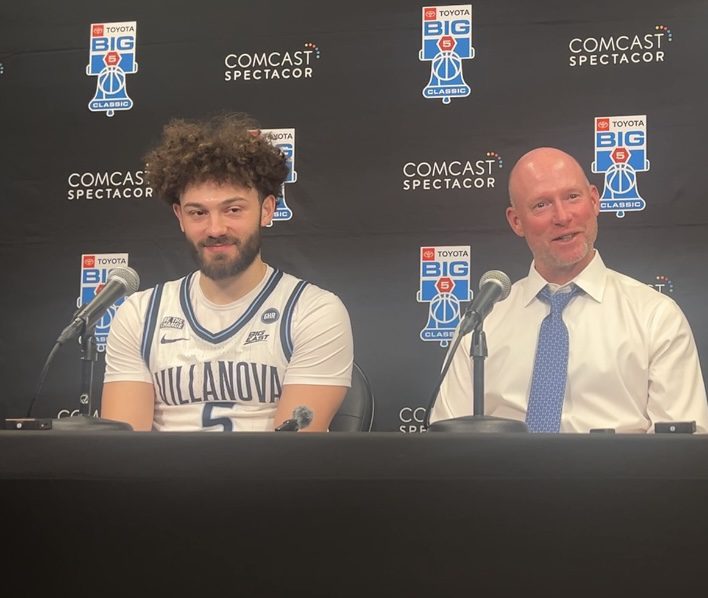 Villanova guard Devin Askew and head coach Kevin Willard. Griffin Floyd/Philadelphia Sports Now