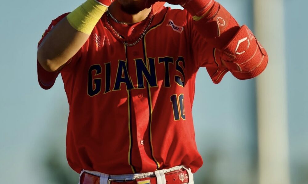 Phillies catcher prospect Alirio Ferrebus during his Australian Baseball League stint. Image courtesy of adelaidegiants' Instagram account.