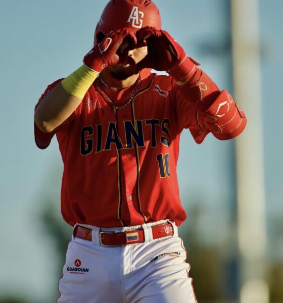Phillies catcher prospect Alirio Ferrebus during his Australian Baseball League stint. Image courtesy of adelaidegiants' Instagram account.