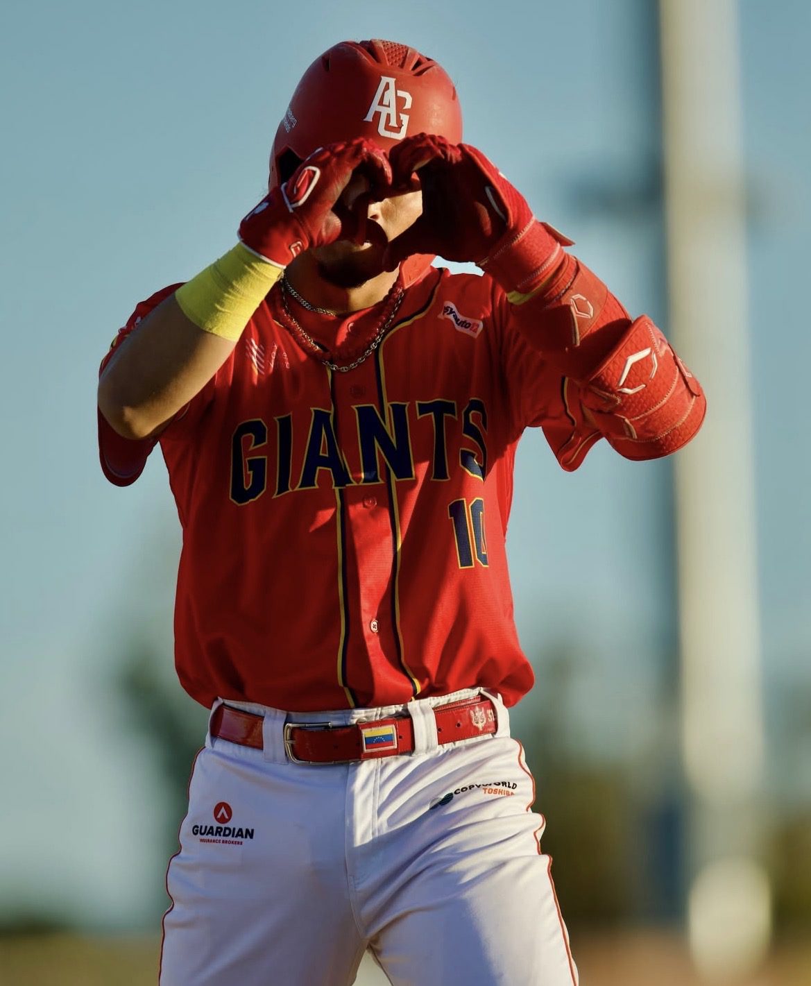 Phillies catcher prospect Alirio Ferrebus during his Australian Baseball League stint. Image courtesy of adelaidegiants' Instagram account.
