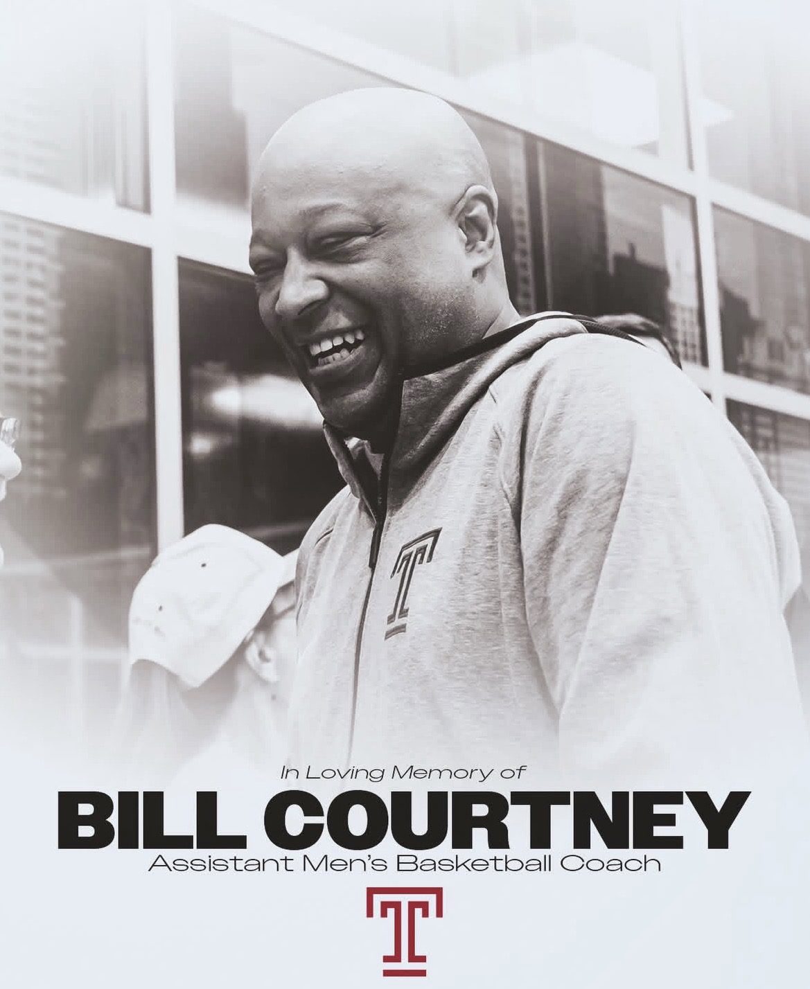 Temple Men's Basketball announces the passing of assistant coach Bill Courtney. Image courtesy of tumbbhoops' Instagram account.