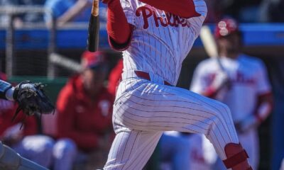Phillies' shortstop prospect Carson DeMartini clears the fences during a spring training game. Image courtesy of philsplayerdev's Instagram account.