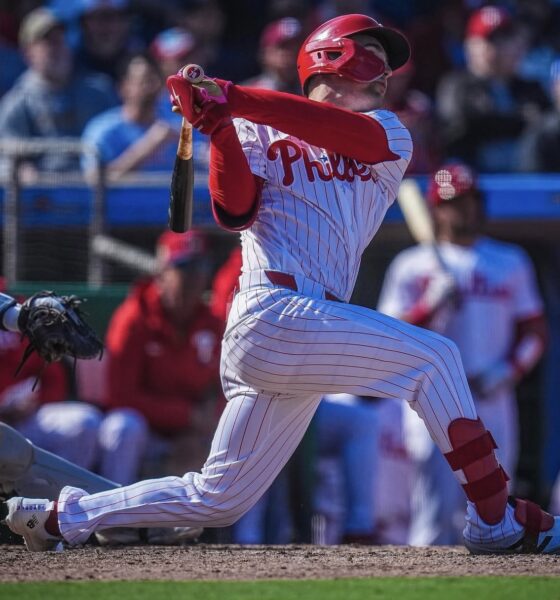 Phillies' shortstop prospect Carson DeMartini clears the fences during a spring training game. Image courtesy of philsplayerdev's Instagram account.