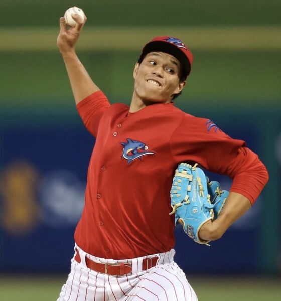 Phillies right-handed pitching prospect Wen-Hui Pan delivers a pitch. Image courtesy of threshers' Instagram account.