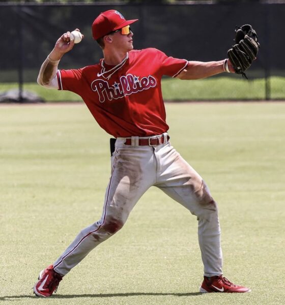 Phillies' outfield prospect Griffin Burkholder. Image courtesy of Griffin Burkholder's Instagram account.
