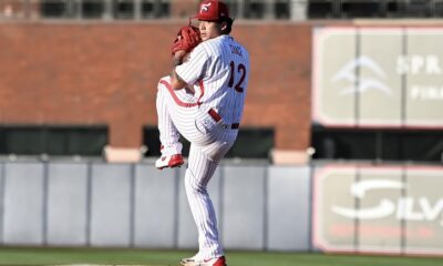 Phillies right-handed pitching prospect Moisés Chace winds up for the Reading Fightin' Phils. Image courtesy of Fightins' Instagram account.