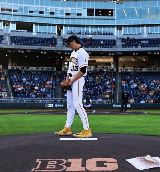 Phillies' left-handed pitching prospect Cade Obermueller during his time with the Iowa Hawkeyes. Image courtesy of Cade Obermueller's Instagram account.
