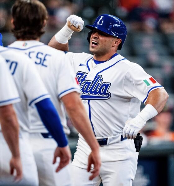 2024 Phillies first round draft pick and outfield prospect Dante Nori celebrates with Team Italy during the World Baseball Classic. Image courtesy of Daikin Park's Instagram account