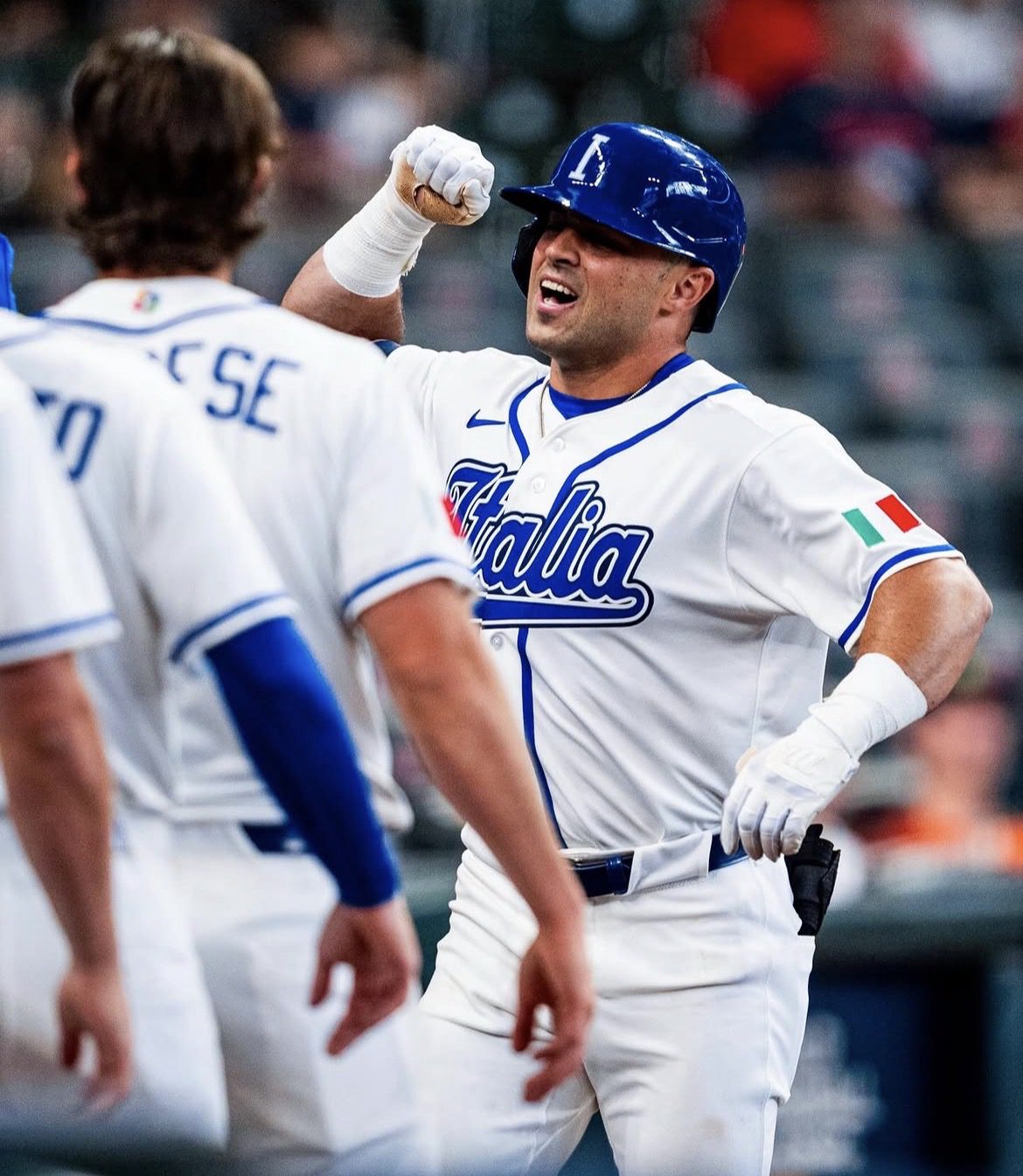 2024 Phillies first round draft pick and outfield prospect Dante Nori celebrates with Team Italy during the World Baseball Classic. Image courtesy of Daikin Park's Instagram account
