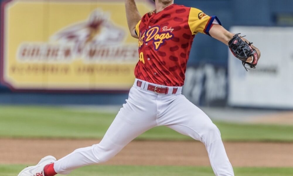 Phillies top right-handed pitching prospect and opening day roster member Andrew Painter delivers a pitch for Double-A Reading. Image courtesy of fightins' Instagram account.