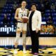 Villanova transfer Anna Foley poses with Quinnipiac head coach Tricia Fabbri after scoring her 1,000th career point. Image courtesy of Quinnipiac University Women's Basketball's Instagram account.