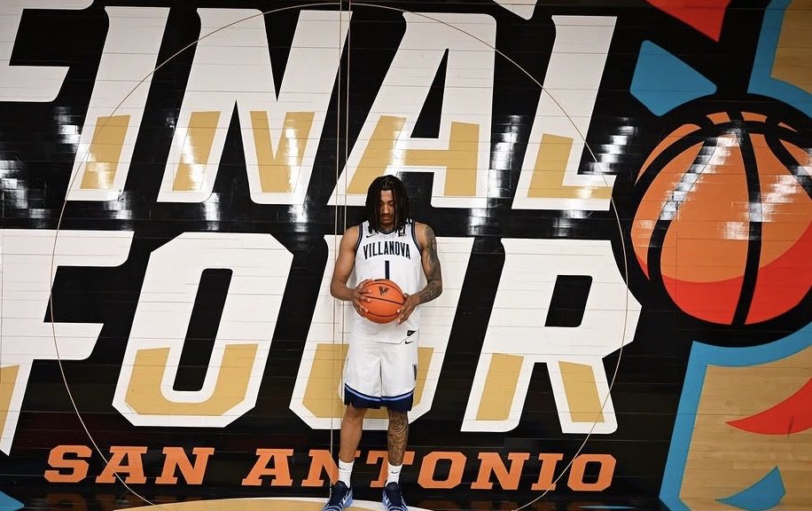 Villanova transfer Devin Royal poses at the Finneran Pavilion on his campus visit. Image courtesy of Devin Royal's Instagram account