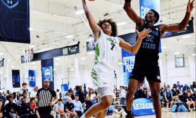 2029 Villanova combo guard recruit Jordan Costley tries for a layup. Image courtesy of uaboysnexthoops' Instagram account