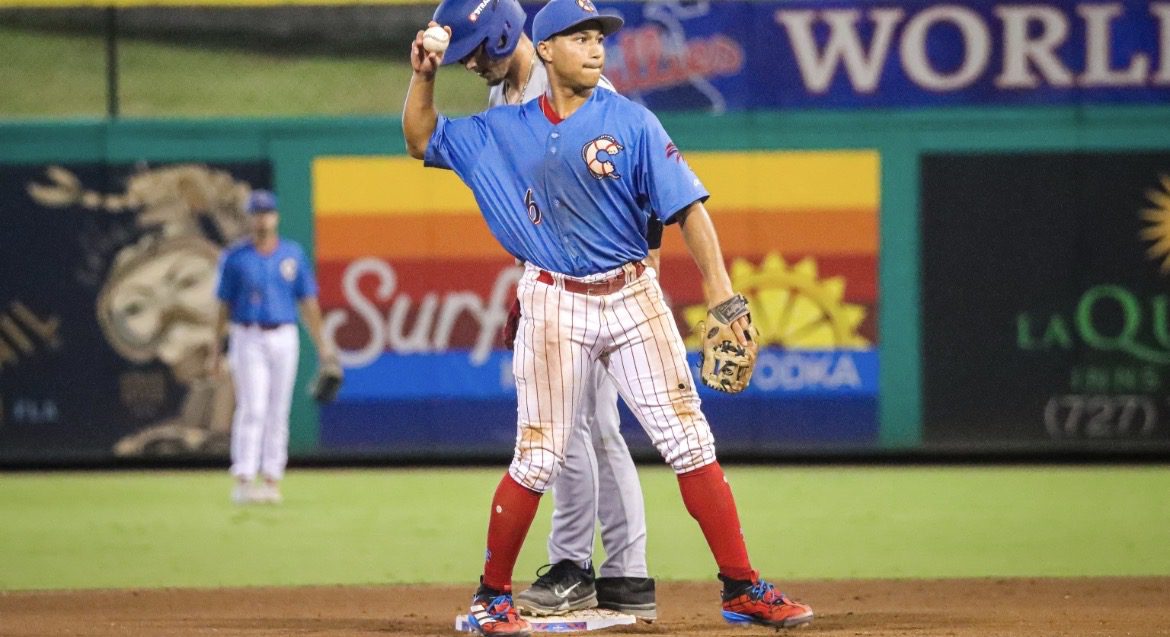 Phillies second base prospect Robert Phelps. Image courtesy of Clearwater Threshers/Tori Heck