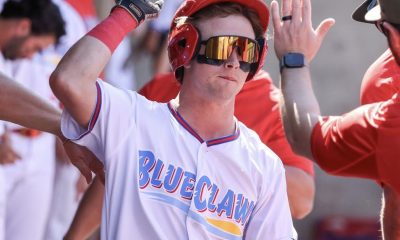 Phillies outfield prospect John Spikerman. Image courtesy of the Jersey Shore BlueClaws' Instagram