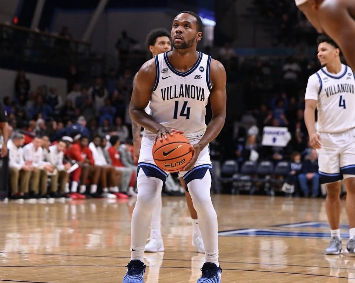 Villanova guard Wade Chiddick attempts a free throw. Image courtesy of Wade Chiddick's Instagram account.