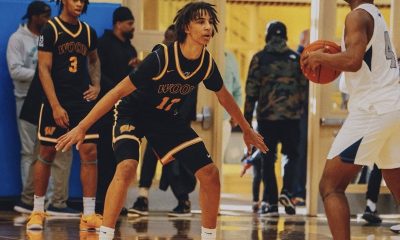 Villanova Men's Basketball recruiting target Rowan Phillips gets low on defense. Image courtesy of Rowan Phillips' Instagram account.