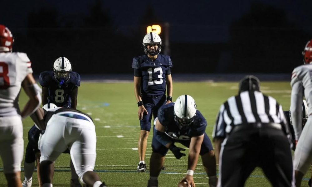 Villanova Football commit Jackson Solley takes a snap from the shotgun formation. Image courtesy of Jackson Solley's Instagram account