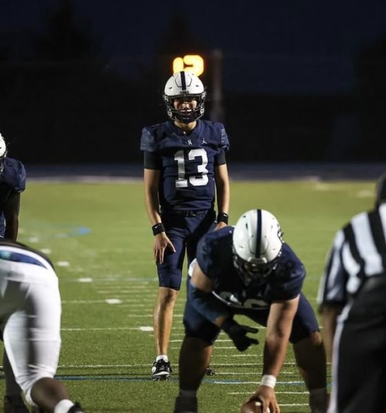 Villanova Football commit Jackson Solley takes a snap from the shotgun formation. Image courtesy of Jackson Solley's Instagram account