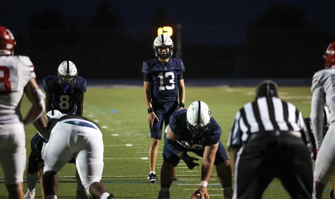 Villanova Football commit Jackson Solley takes a snap from the shotgun formation. Image courtesy of Jackson Solley's Instagram account