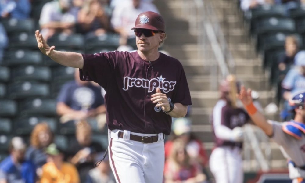 Lehigh Valley IronPigs manager Chris “Tank” Adamson. Image courtesy of Lehigh Valley IronPigs
