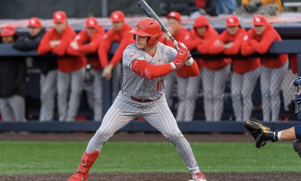 Phillies' outfield prospect Brayden Bakes waits for a pitch during his time with Illinois State. Image courtesy of Brayden Bakes' Instagram account.
