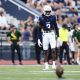 Villanova safety Josh Oluremi waits for a kickoff. Image courtesy of Josh Oluremi's Instagram account.