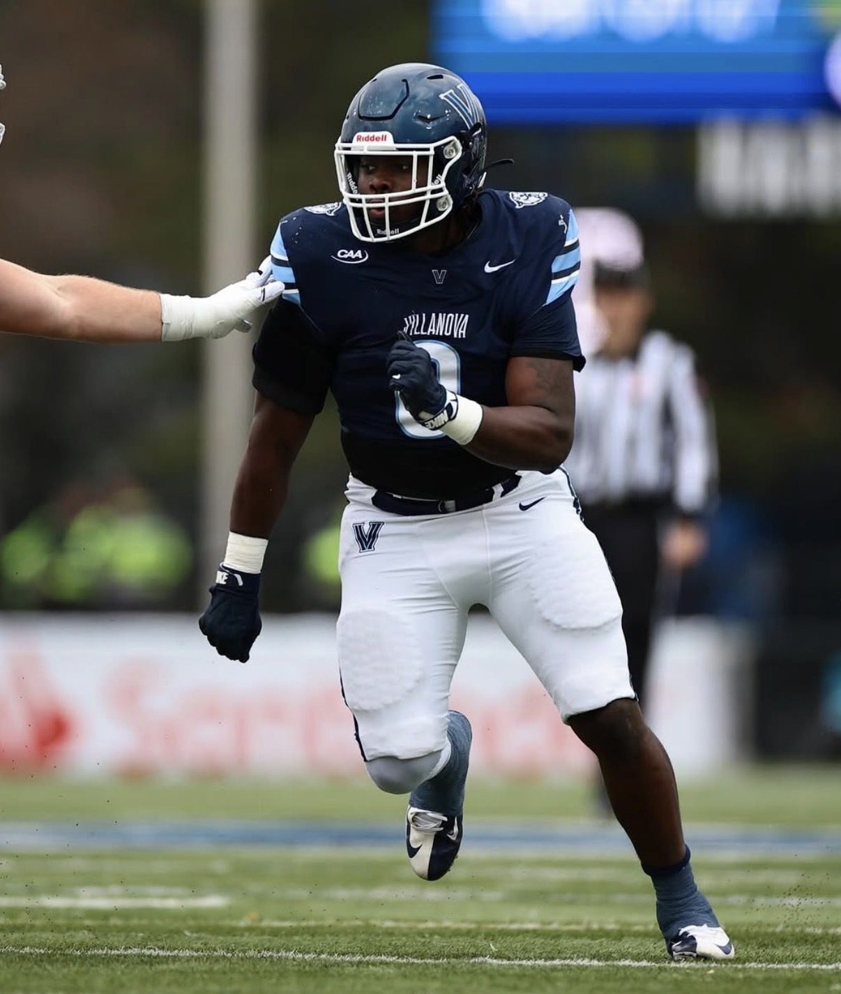 Villanova Football defensive end Capri Martin. Image courtesy of Capri Martin’s Instagram account.