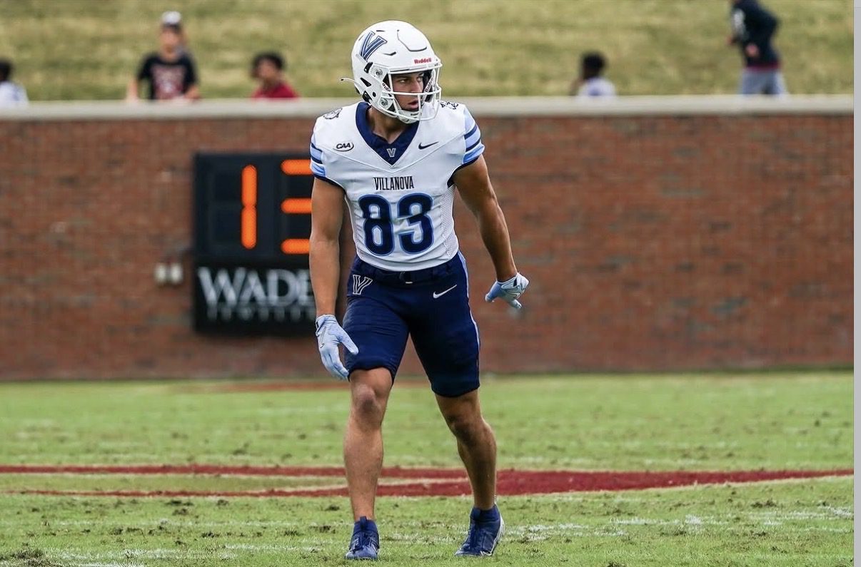 Villanova sophomore receiver Braden Reed lines up out wide. Image courtesy of Braden Reed's Instagram account.